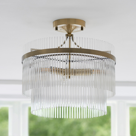 Lampa sufitowa Marietta – 3-punktowa, antyczny mosiądz / przezroczysty, 40 × 40 × 39,5 cm