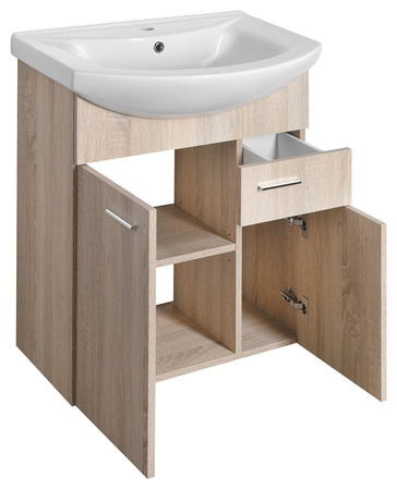 ZOJA szafka umywalkowa, 61,5x74x32cm, 2 drzwiczek, 1 szuflada, dąb platin