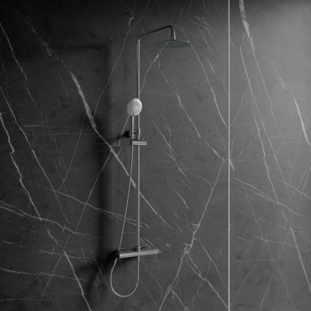 Y termostatyczny system prysznicowy natynkowy, chrom połysk