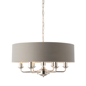 Highclere 6 Pendant Lght Nckl & Chrcoal 350-1200mm