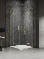 NZ4 Kabina NESTA LIGHT GOLD 2D prostokątna  80x110x200 czyste 6mm Active Shield 2.0