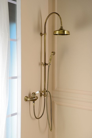 VANITY zestaw prysznicowy z podłączeniem do baterii, deszczownia i główka prysznicowa, brąz