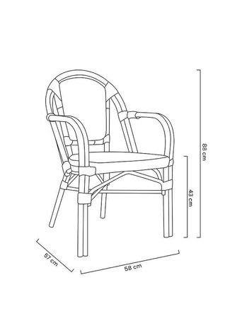 Zestaw 6 krzeseł ogrodowych CAFE PARIS    ARM brązowy rattan