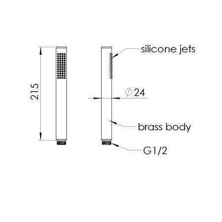 Słuchawka prysznicowa, 185mm, złoto
