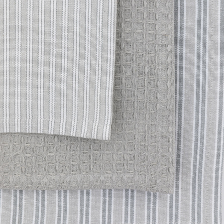 Woven Striped Tea Towel Grey S/3 500x700mm
