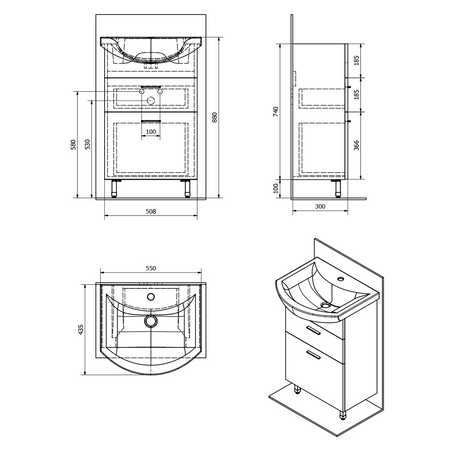 ZOJA szafka umywalkowa 50,8x74x29,9cm, biała
