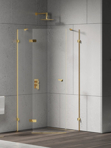 Kabina prysznicowa EVENTA GOLD SHINE 1D pięciokątna L 90x90x200 szkło czyste 8mm Active Shield 2.0