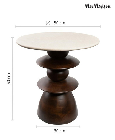 MaMaison stolik RONDA 50 drewno mango /   marmur