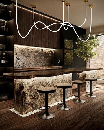 Krzesło barowe VOLT regulowane czarne / ciemny wiąz