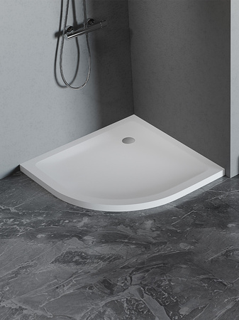 Brodzik MILD SATIN akrylowy półokrągły R55 90x90x4,5 biały