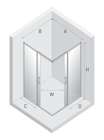 NZ4 Kabina prysznicowa PRIME GUNMETAL BRUSHED 2D kwadratowa 70x70x200 szkło czyste 6mm Active Shield 2.0