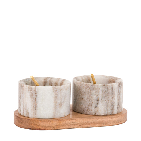 Novi Spoon and Pinch Pot Beige Marble 178x89x70mm