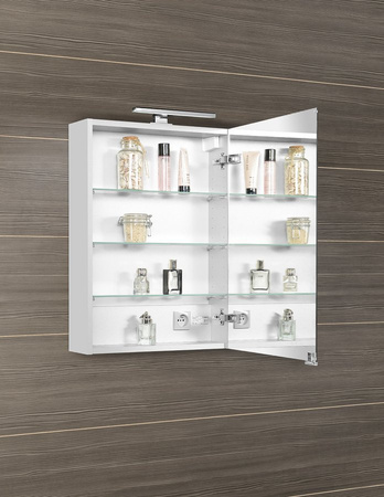 MIRRÓ szafka z lustrem, oświetlenie LED, 50x70x16cm, lewa/prawa, biała