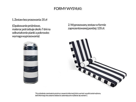 Materac ogrodowy AZURE / NICEA UV         z poduszką biało-czarny