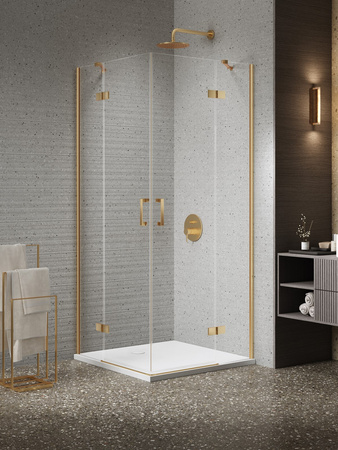 Kabina NESTA GOLD BRUSHED 2D prostokątna 90x80x200 czyste 6mm Active Shield 2.0