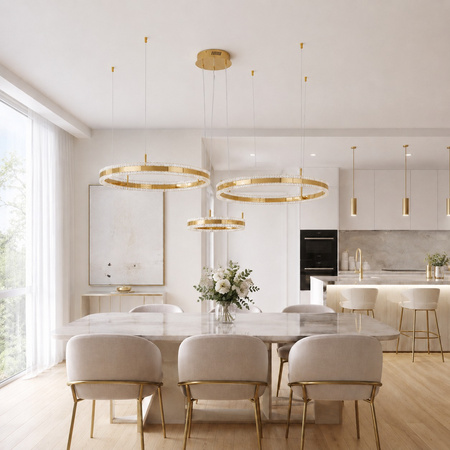 Lampa wisząca ARKADIA LED Trio 40/60/80 cm – złoty połysk