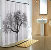 Zasłonka prysznicowa 180x200cm, polyester, czarno/biała, drzewo
