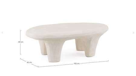 BIZZOTTO Stolik kawowy ALBIN 102×62 cm – beżowy, poliresin, designerski stolik nowoczesny