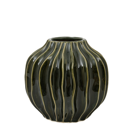 Organic Ribbed Vase Olive 180x180x170mm