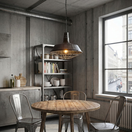 LAMPA WISZĄCA INDUSTRIALNA LOFT STARE SREBRO ARIGIO D35