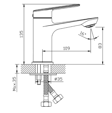 Bateria umywalkowa stojąca, chrom