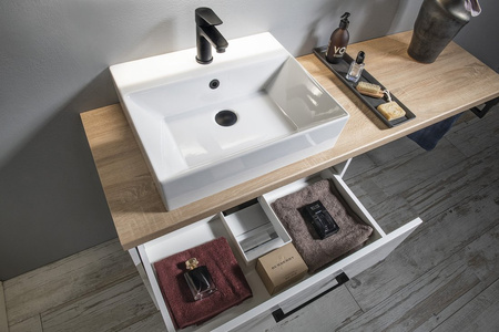 VEGA zestaw łazienkowy, szerokość 145 cm, biały/dąb platin