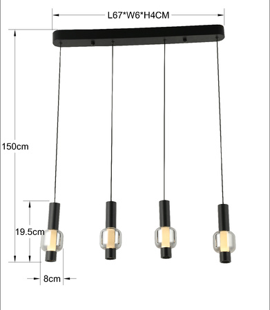 7224-0410 RONDA Lampa wisząca czwórka prosta