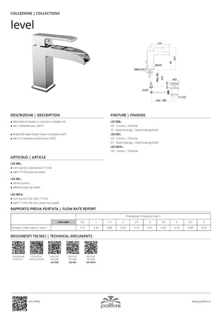 Bateria umywalkowa stojąca kaskada-Paffoni/kolekcja Level