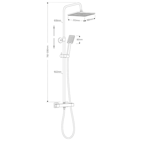TALIA zestaw prysznicowy z baterią termostatyczną, chrom