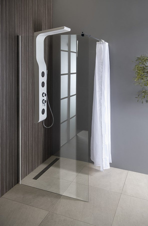 WALK-IN ścianka prysznicowa do montażu do ściany ze wspornikem, 1200x1900mm, szkło czyste