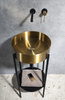 AURUM umywalka ze stali nierdzewnej, średnica 38cm, z korkiem, złoto mat
