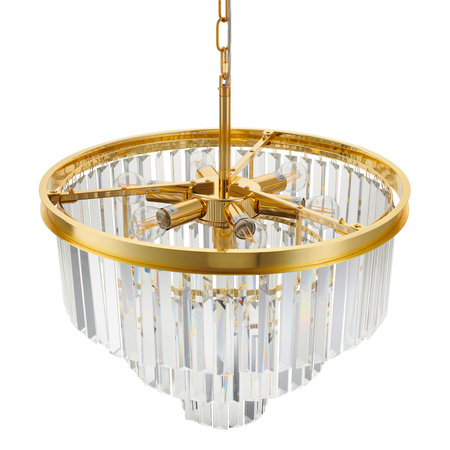 Lampa wisząca SPLENDORE 50 cm - żyrandol złoto-kryształowy