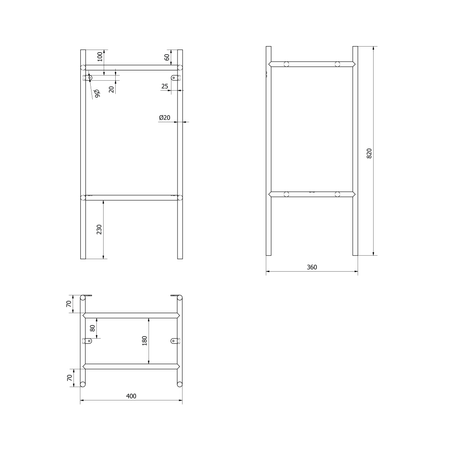 PUNO konsola pod umywalkę 400x820x360mm, złoty mat
