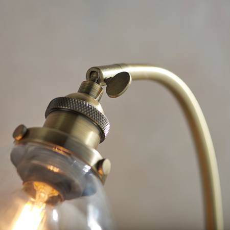 Lampa stołowa Hansen – antyczny mosiądz / przezroczysty, 15 × 30 × 53,3 cm