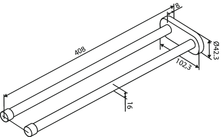 Podwójny reling na ręczniki 40 cm - Nieruchomy szczotkowany mosiądz pvd