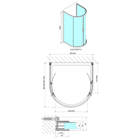 EASY kabina prysznicowa półokrągła 1000x1000mm, szkło czyste