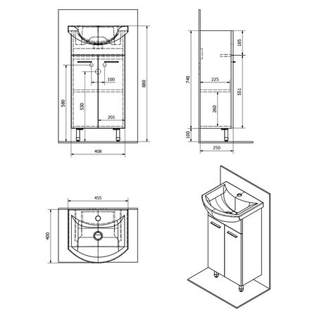 ZOJA szafka umywalkowa 42x74x25cm, biała