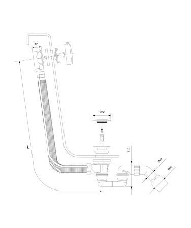 CGS syfon wannowy przelewowo-odpływowy, miedź połysk