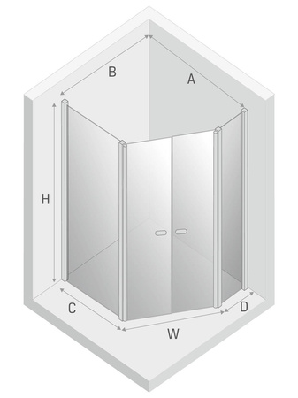 KABINA NEW SOLEO ASYMETRYCZNA U 100x80x195 CZYSTE 6mm ACTIVE SHIELD