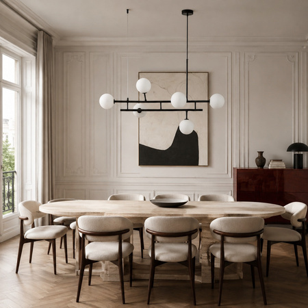 Lampa wisząca MODERNO DUO 100 cm -czarna z białymi kloszami