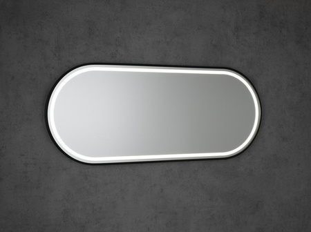 KAIRA lustro owalne z oświetleniem LED 50x120cm, czarny mat