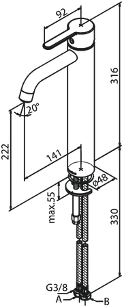 Bateria umywalkowa - Wysoka polerowany mosiądz pvd