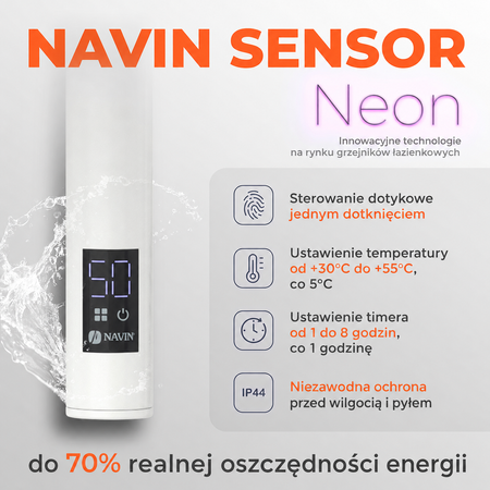 Elektryczny grzejnik łazienkowy BIALY BLUES Sensor 480х600 lewa