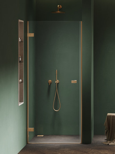 Drzwi wnękowe OXIA GOLD BRUSHED 1D L 70x200 szkło czyste 8mm Active Shield 2.0