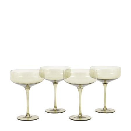 Coupe Glass Smokey Green (4pk) 113x113x150mm