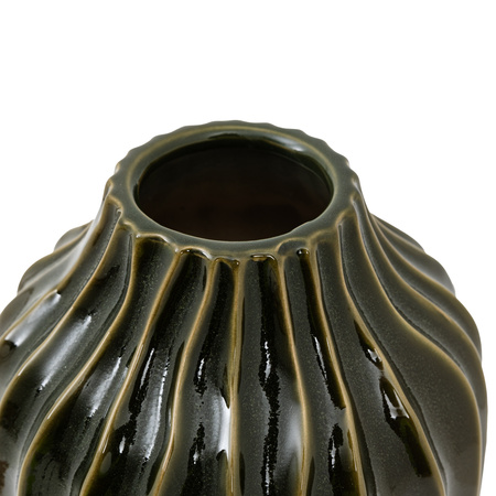 Organic Ribbed Vase Olive 180x180x365mm