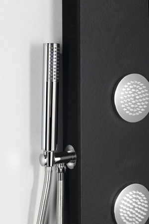 SPIRIT ROUND panel prysznicowy z baterią termostatyczną 250x1550mm, czarny