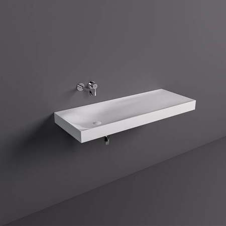 REMAL Umywalka podwieszana & nablatowa 121 x 46 cm R blat z prawej strony Biały połysk