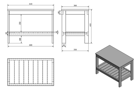 ETIDE regał niski 61x45x36 cm, biały mat