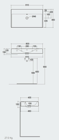 DES UMYWALKA PODWIESZ.NABLAT.81X46CM BEZ OTWORU